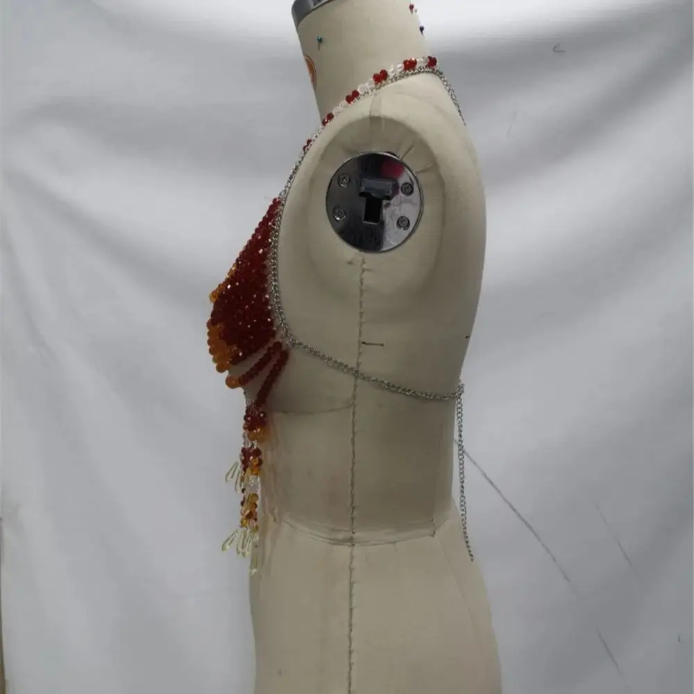 جديد Y2k مستوحاة من اللؤلؤ المظهر هامش قلادة المرأة بيكيني للشاطئ التستر عطلة جاهزة متعدد الطبقات مطرز تانك القمم