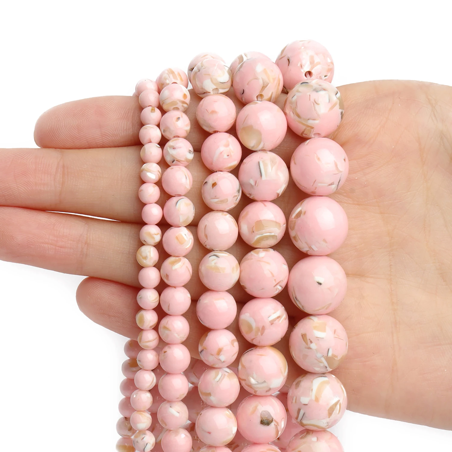 

AA Pink Natural Trochus Shell Howlite Turquoise Beads Round Smooth Loose Beads For Jewelry Making Diy Charms Bracelets Accessory