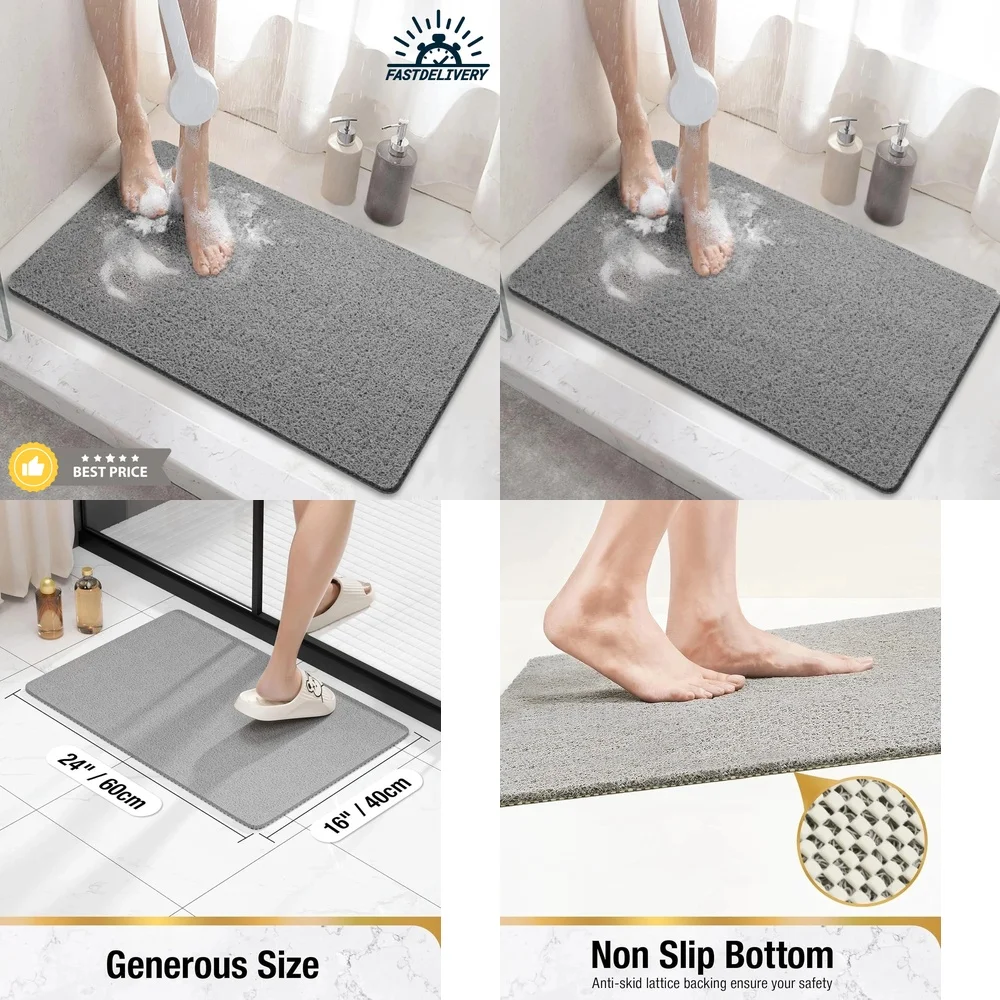 

Soft Textured Shower Mat Non Slip Anti Mold Bath Tub Floor Mat Water Absorbent Quick Dry Bathroom Rug for Home Hotel Use