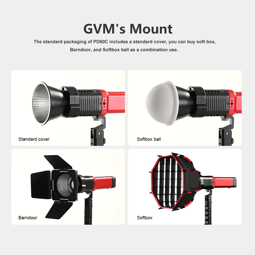 GVM PD60C 60W RGB Studio Lights 2700-6800K COB Photography Lighting Portable Led Video Light Handheld Flashlight Spotlight