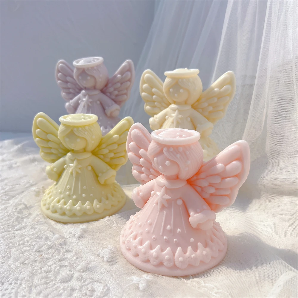 

Christmas Ornament Angel Silicone Candle Mold For Handmade Christmas Soy Wax Holiday Xmas Baubles Decor Gift idea