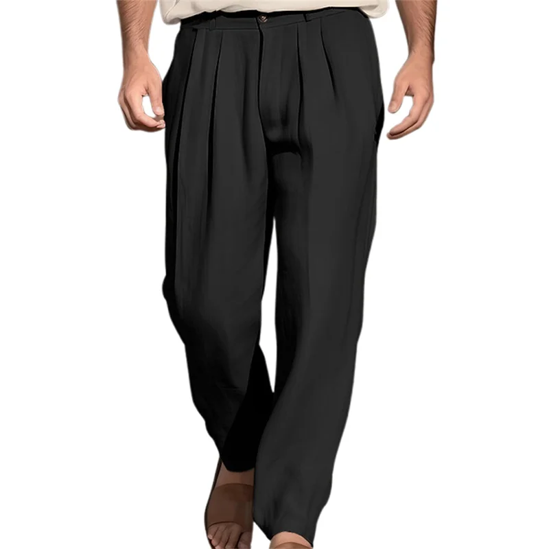 Thorn Tree Men’s Wide Leg Pants Drawstring Mid Waist Pleated Front Long Pants Casual Beach Casual Pants Streetwear Trousers 2025