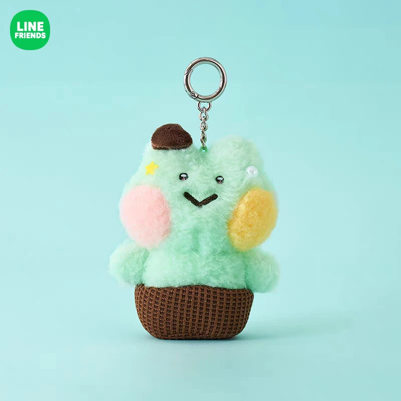 Linefriends-Llavero de muñeco de peluche de la serie Ice Cream Shop, bonito colgante de mochila para decoración Interior, regalos, colección de juguetes