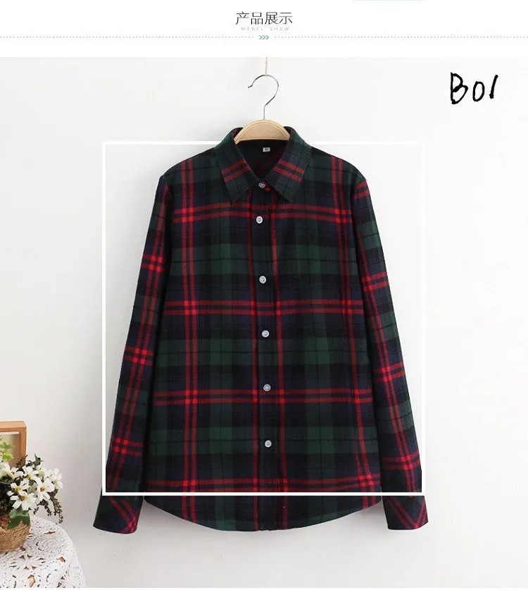 2024 New Plaid Shirt Women Long Sleeve Blouses and Tops Cotton Casual Female Flannel Shirts Red Black Check Clothes Blusas