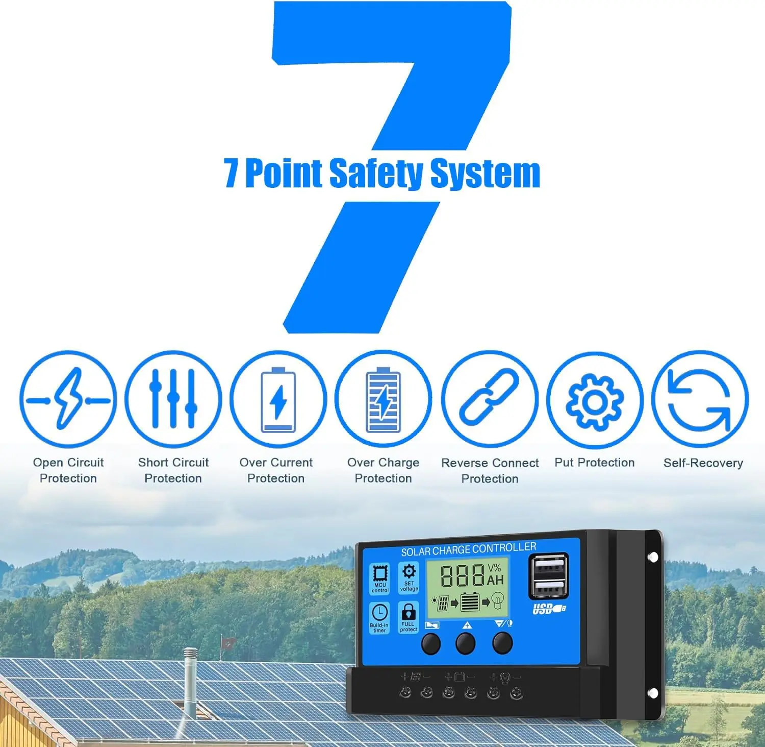 Solar Charge Controller 12V/24V PWM 10A 30A with Adjustable LCD Display Timer Setting ﻿