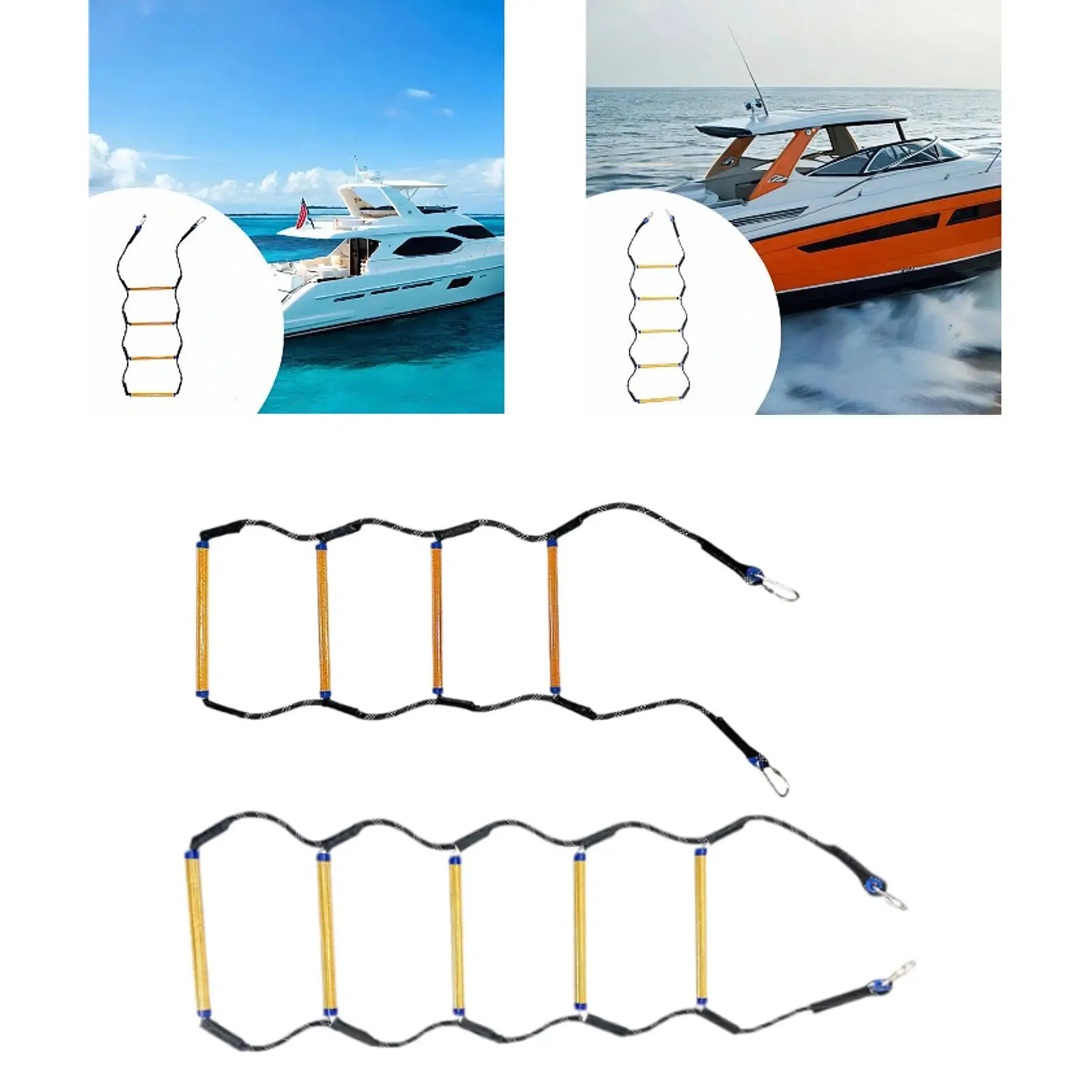 

Reinforced Boat Ladder for Climbing with Hooks And Heavy Duty Design