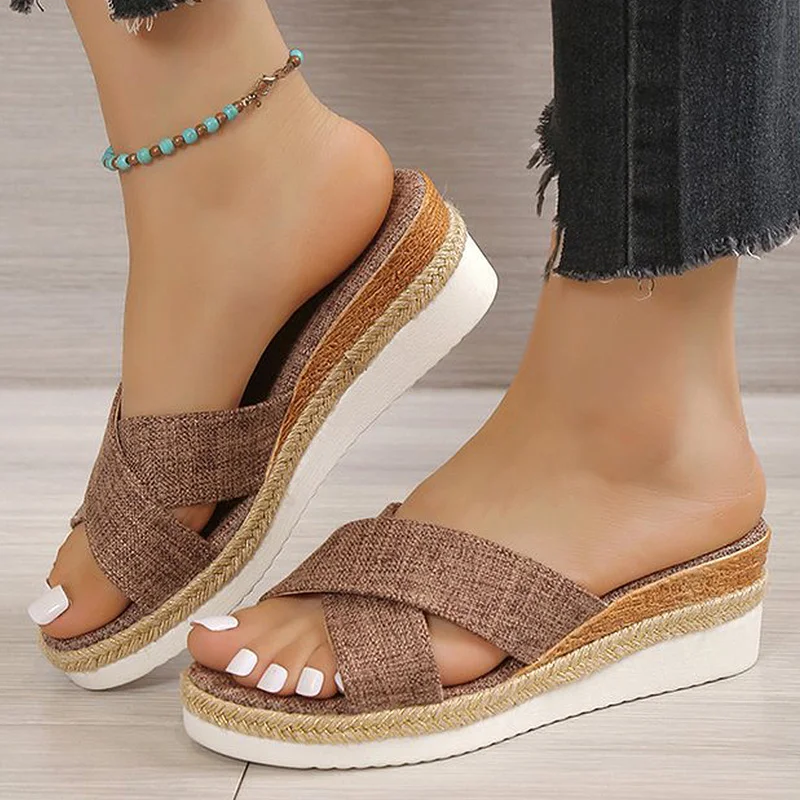 Women Sandals 2023 Wedge Heels Mujer Platform Sandals Summer Wedges Shoes For Women Casual Outdoor Sandalias Women Slippers