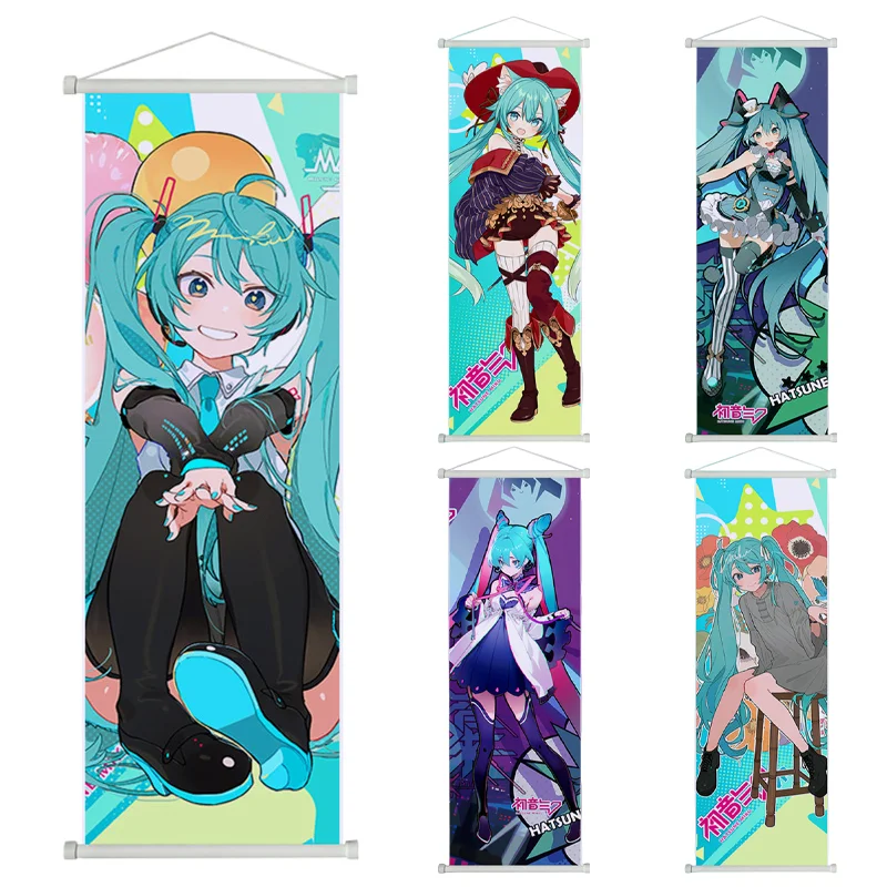 Hatsune Miku-pintura en lienzo de desplazamiento Kawaii para decoración del hogar, póster de Anime colgante de pared, dibujos animados, regalos de decoración para dormitorio de niños