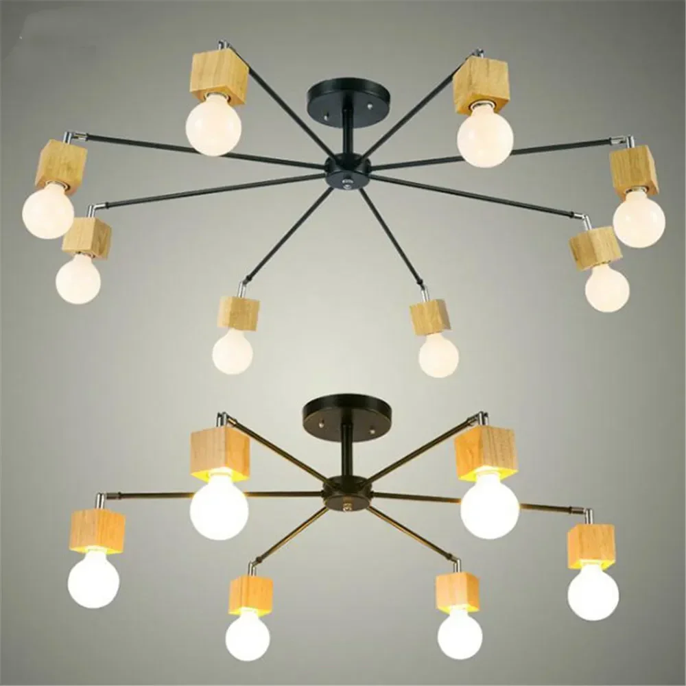 Modern wood LED ceiling chandelier Black White living room bed children's lustres lamp lustre home lighting