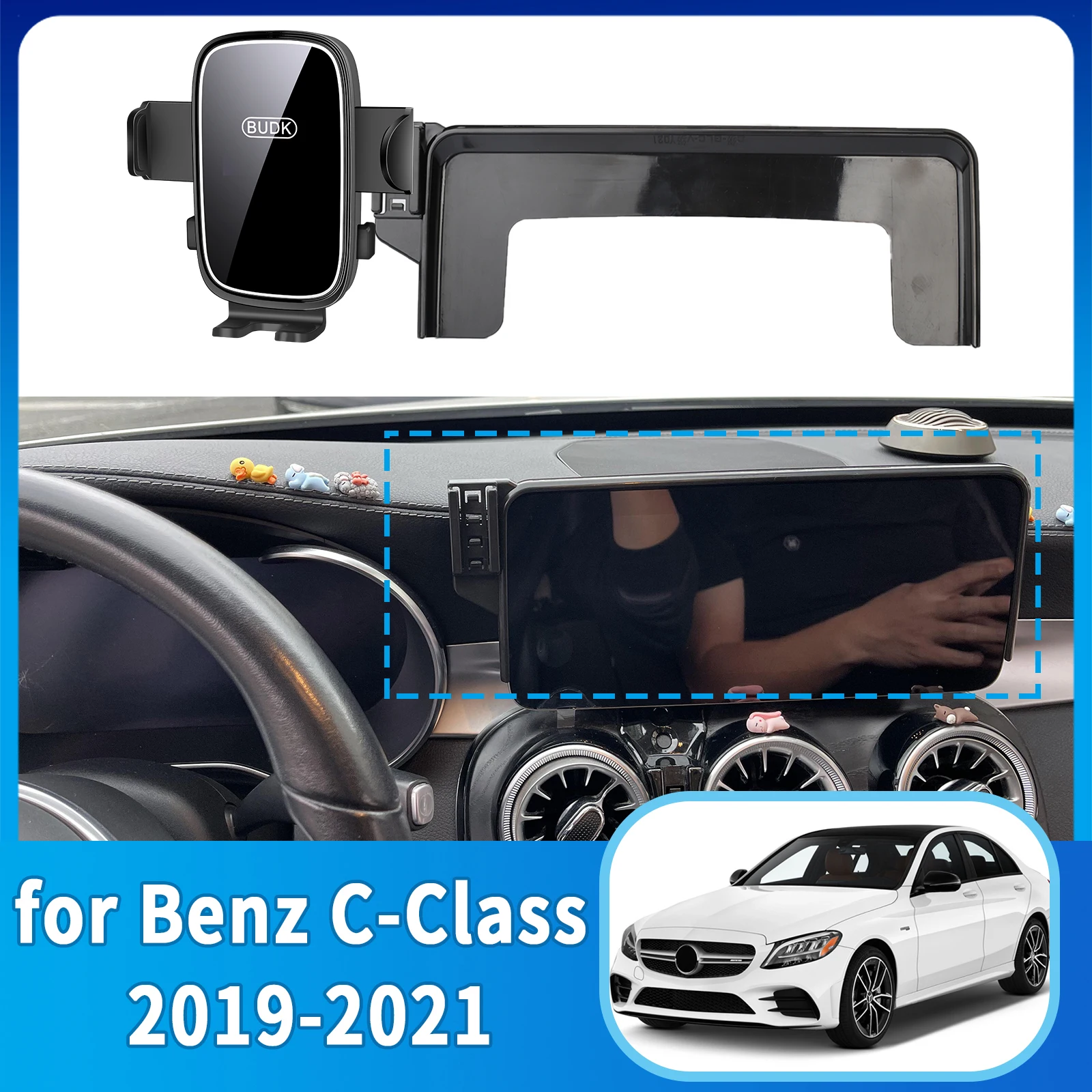 

Подходит для Mercedes-Benz C-Class 2019-2021 C CLASS W205 (10,25 дюйма) Автомобильный держатель для телефона на заказ, основание экрана приборной панели, без дрели