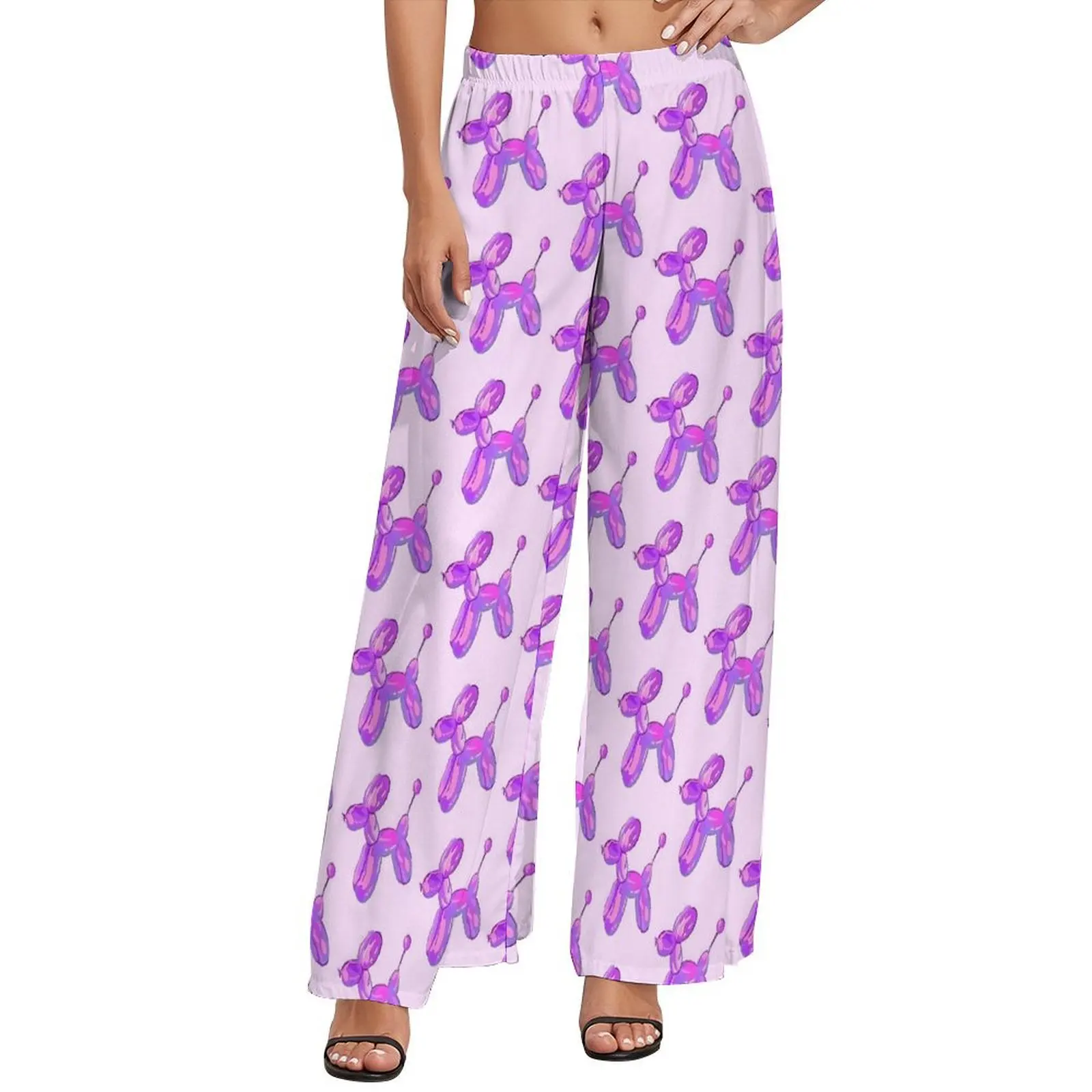 3d Purple Balloon Dogs Pants  Office Wide Pants Female Big Size Street Fashion Printed Straight Trousers