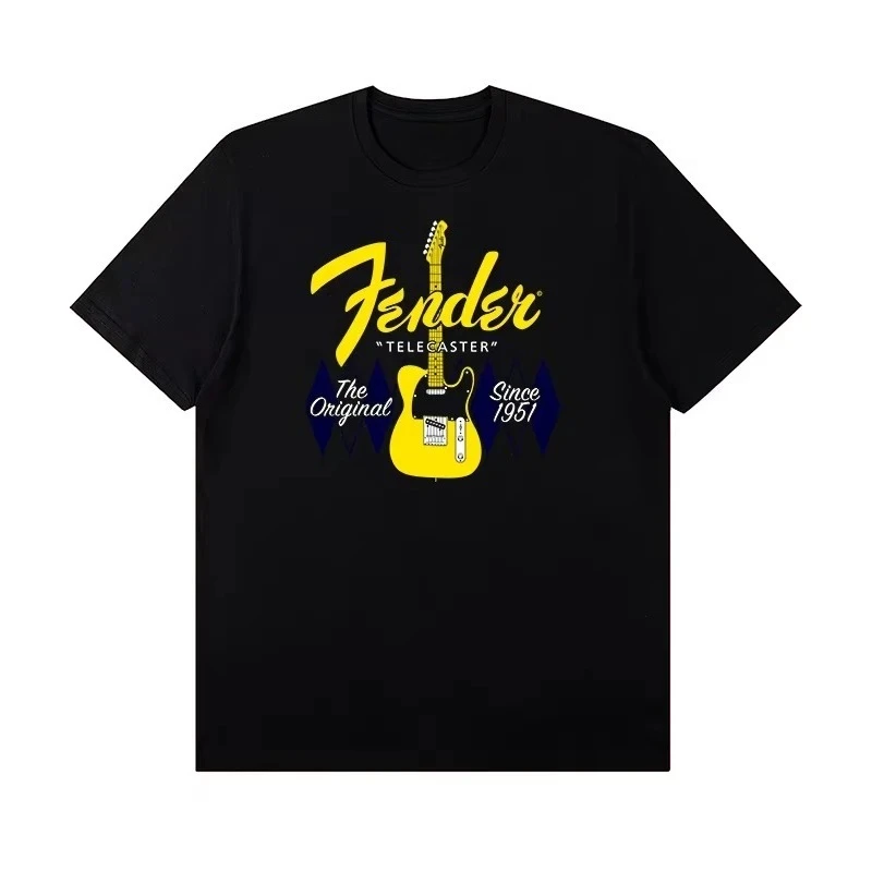 2026 Sommer Neu Fender Jimi Hendrix Fender E-Gitarre Bedrucktes Muster T-Shirt Herren Kurzarm T-Shirt – Detail 4