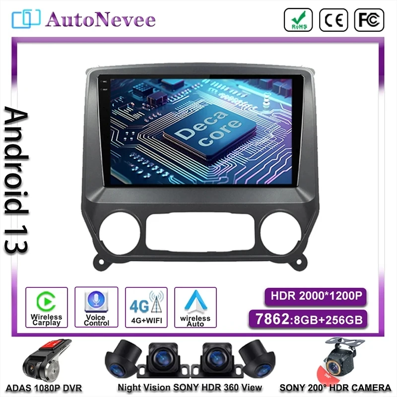 

Android 13 мультимедийный Головной блок для Chevrolet Silverado 3 GMTK2 2013 2014 2015-2019 Автомобильный плеер GPS Стерео навигация Авторадио