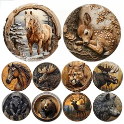Round Metal Aluminum Sign Art Painting Wreath Decorative Plates Entrance Decor Gift Mask Theme For Bar Club Home Room Wall Decor