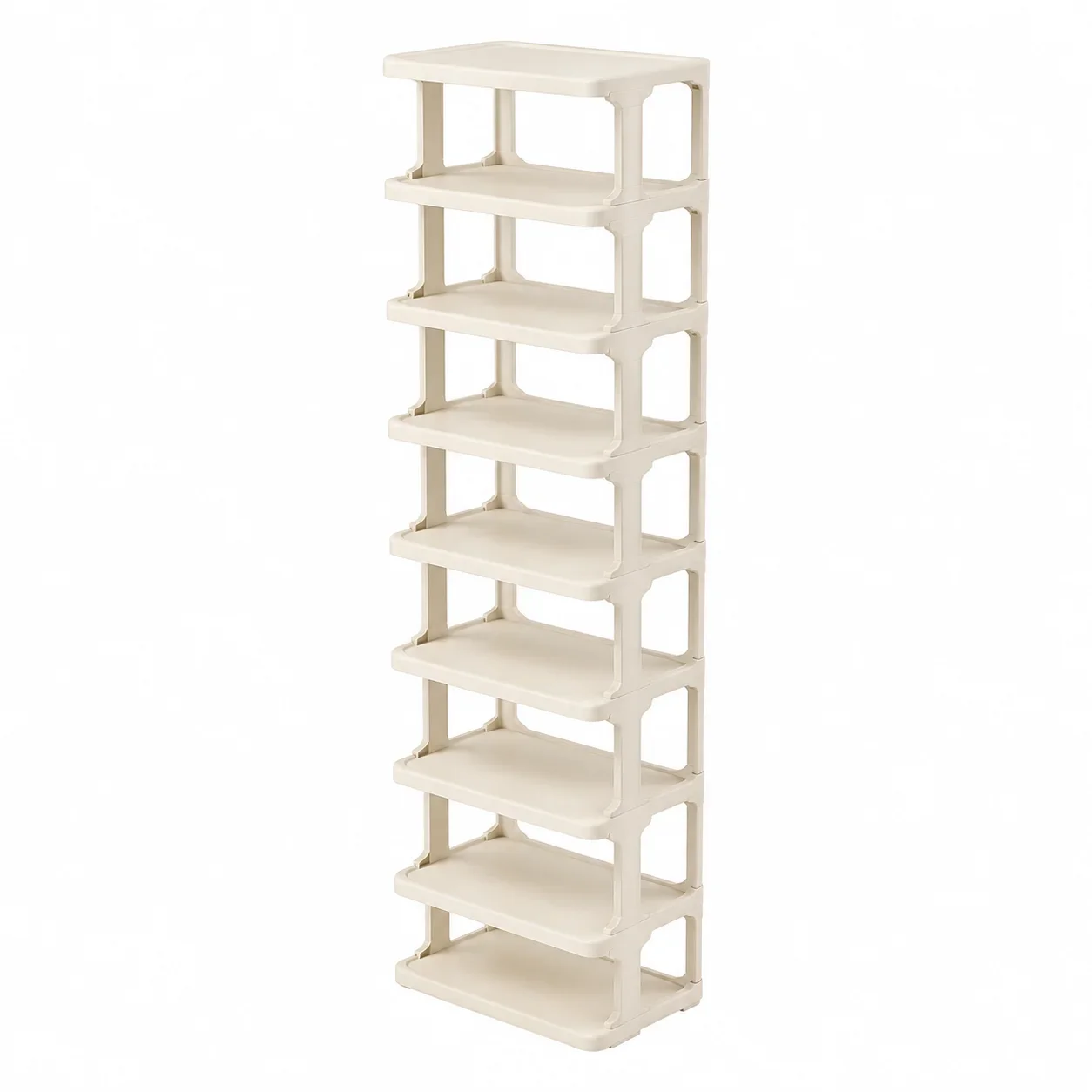 Sturdy Multi-Layer Plastic Shoe Rack Space Saving Entryway Organizer for Home Dorm Small Apartment Entrance Storage Beige-9Tier