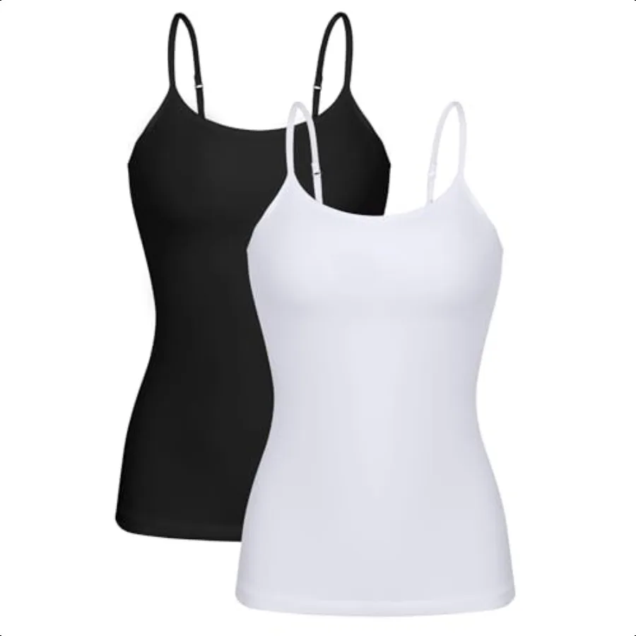 

beautyin Cotton Camisole Tops for Women Shelf Bra Adjustable Spaghetti Strap Tank Top Basic Cami Undershirt