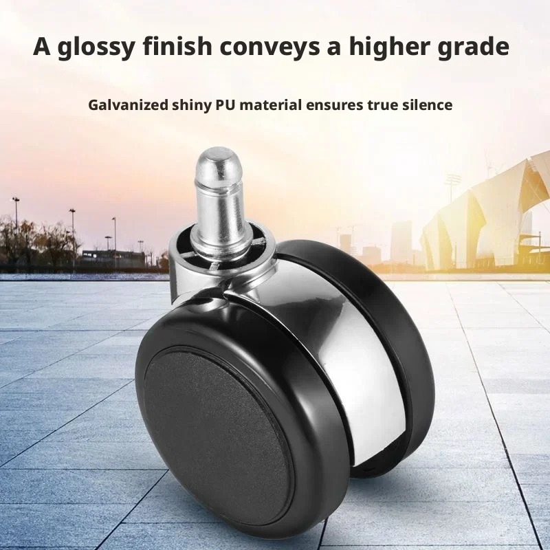 5 Pcs 2''/2.5'' Chair Universal Wheel Office E-sports Black PU Silent Boss Reed Computer Swivel Caster