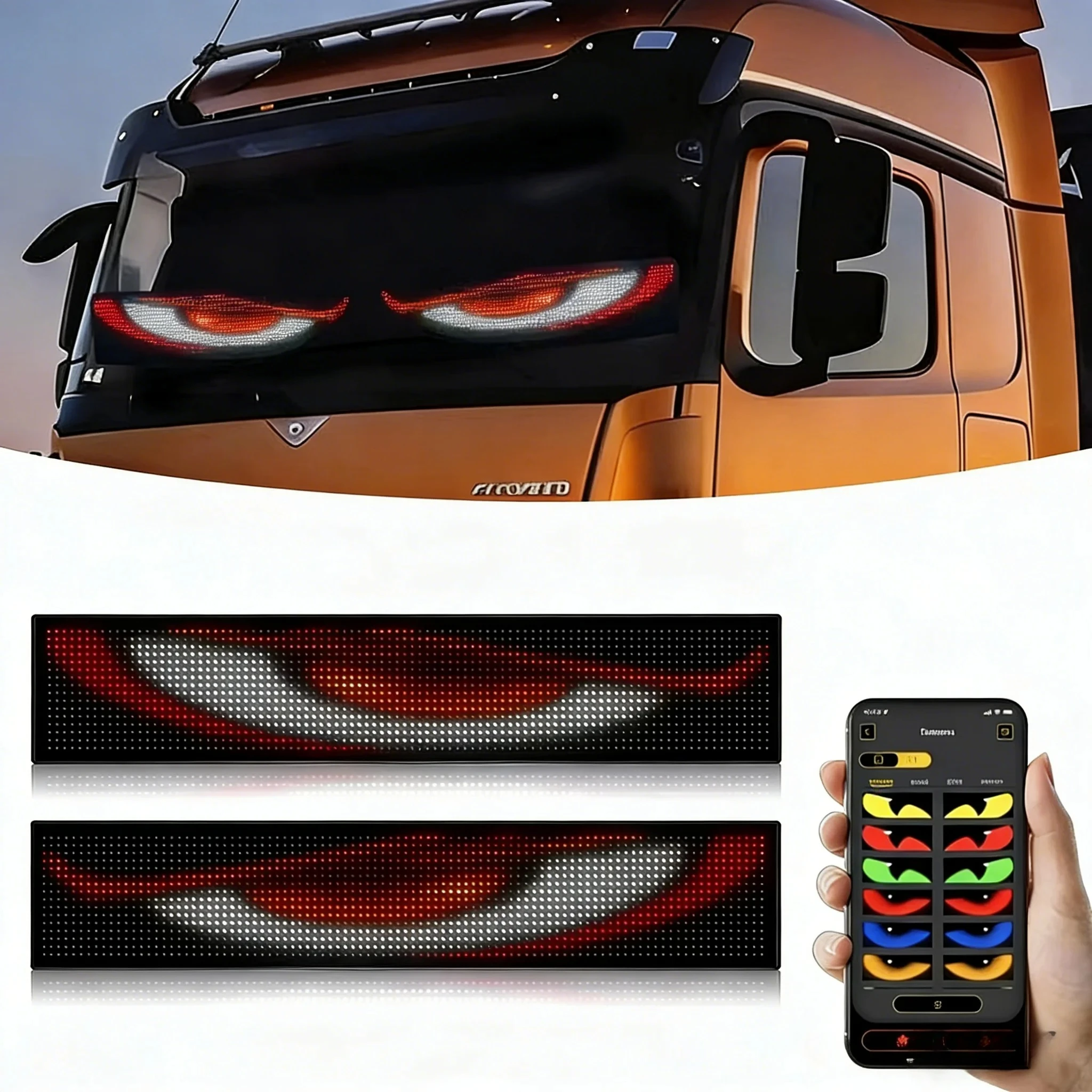 2026 New LED Devil Eye Car Lights Dynamic Flexible Programmable Custom Bluetooth Control LED Eyes Display Light For Car Decor
