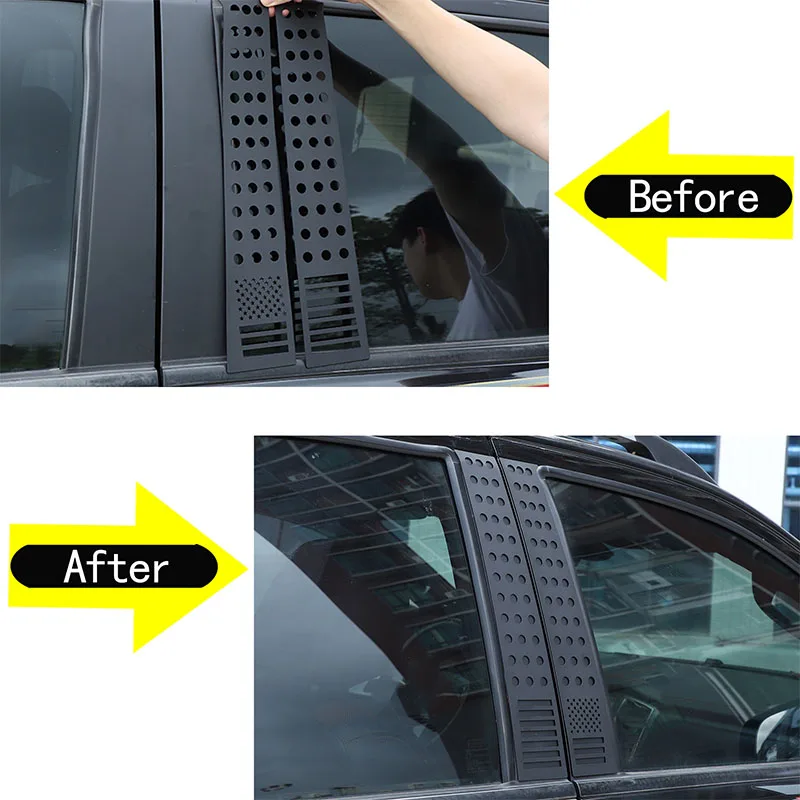 

4Pcs For Ford Ranger Wildtrak T7 T8 15-21 Aluminum Alloy Black Car Windows B-pillar Center Column Cover Trim Sticker Accessories