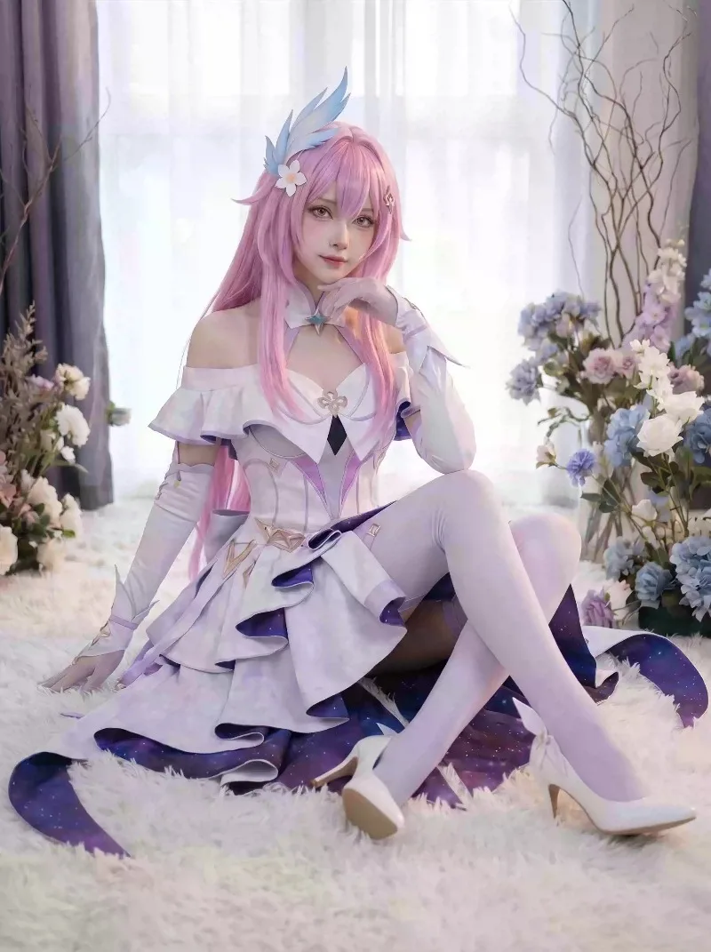 Anime Wuthering Waves Aemeath Cosplay Costume Women's Elegant Concert Dress Halloween Carnival New Uniform Socks Headwear Props view 4