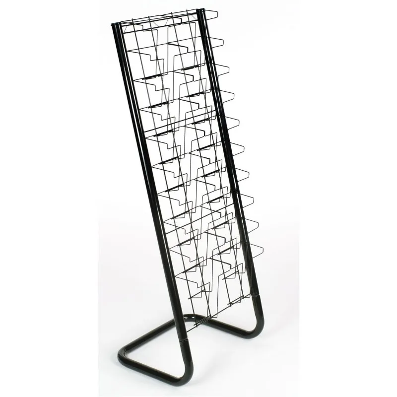 Floor-Standing Wire Magazine Rack, 20 Pockets, Black, Customized