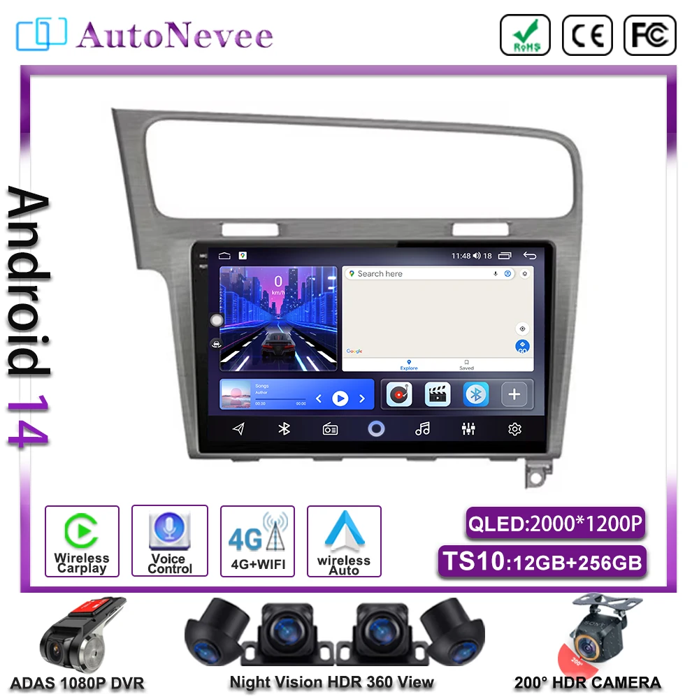 

Dash Cam Android 14 For VW Volkswagen Golf 7 VII 2014 - 2018 Multimedia Auto Radio Head Unit Car Player Navigation GPS 5G DVD