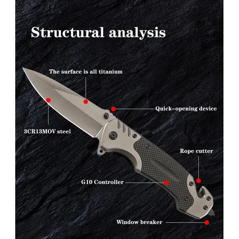 Camping Pocket Knife Outdoor Multifunctional Folding Tactical Defense Knife Outdoor Survival Camping EDC Sharp Knives image 3