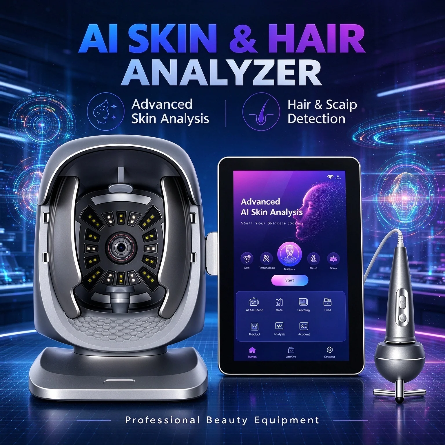 X3 Pro Skin Analyzer Machine 15.6 Inch 3D Facial AI Skin Care Scanner Hair Analysis 8 Light Spectrum for Business Beauty Care