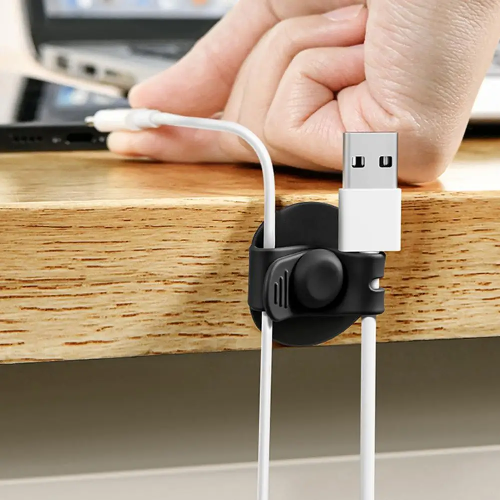 3Pcs Silicone Cable Tie Adjustable Self-adhesive Earphone Phone Charger Computer Power Cord Bundling Strap Reusable Wire Managem