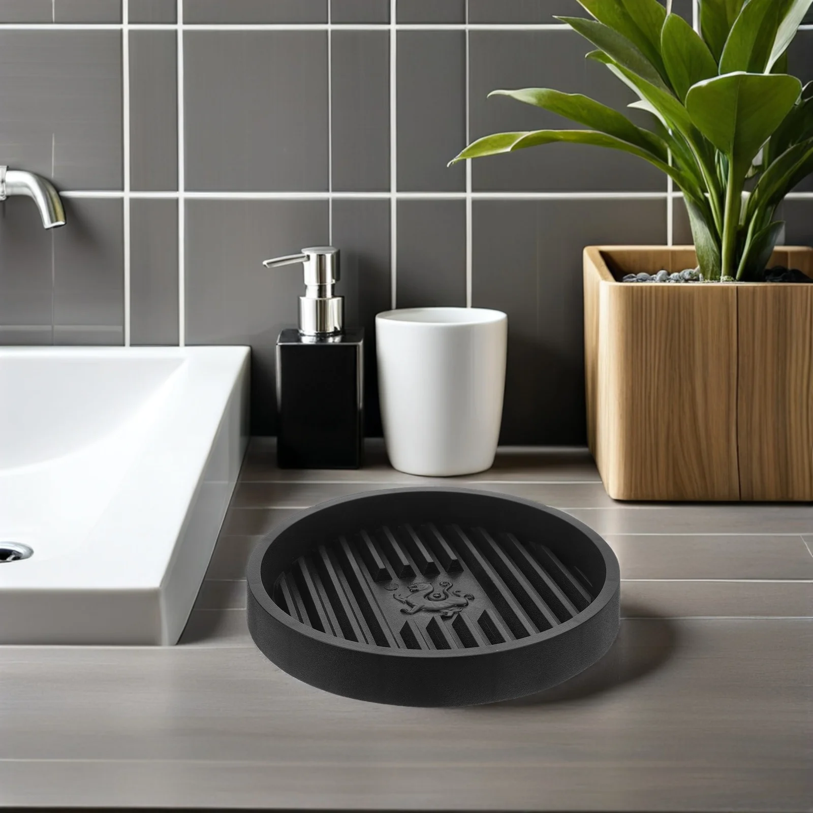 

Toilet Plunger Tray Only Black Drip-Free Universal Fit For Bathroom Kitchen Utility Plunger Storage Stand Drying Base