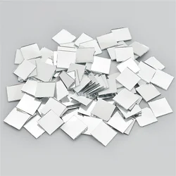 100Pcs Self-Adhesive Glass Mini Square Mirror Mosaic Tiles Stickers Bathroom DIY Party Handmade Craft Home Decoration