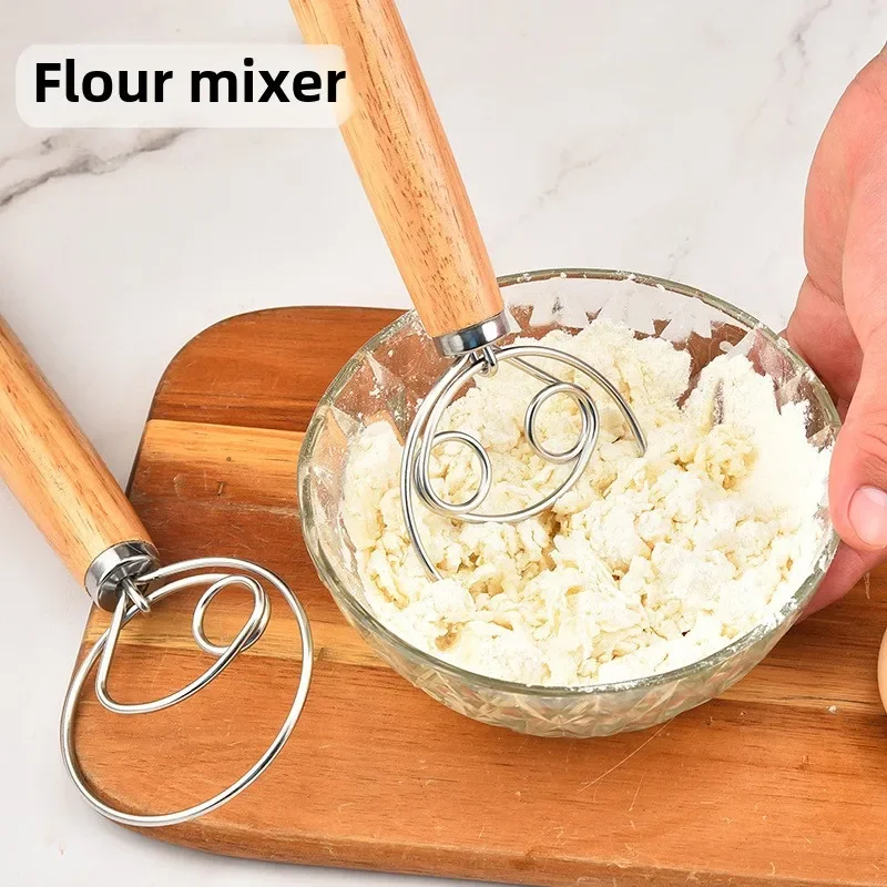 Cake Baking Accessories Stainless Steel Manual Dough Blende Wooden Handle Cake Egg Whisk Bakery Mixer Pastry Kitchens Bakeware