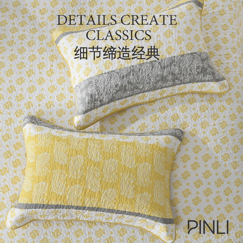 100% Cotton 3pcs Quilt & Bedspread Set Lightweight Quilted Coverlet All Season American Floral Print Home Decor Bedding