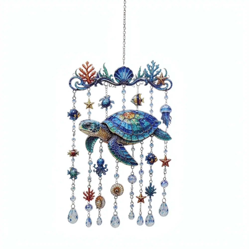 Acrylic Dolphin Turtle Hanging Decoration Artistic Garden Ornament Creative Sea Creature Figurine For Outdoor Home Decor