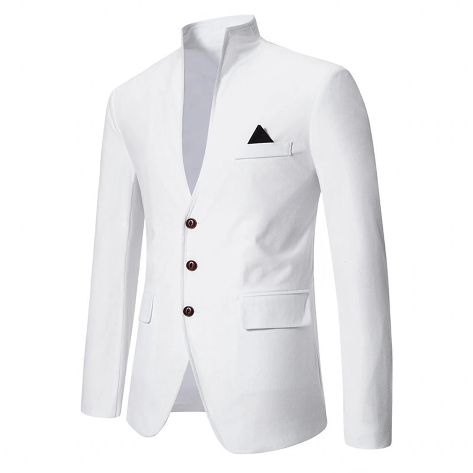 Vintage Style Men's Stand Collar Suit Jacket Plus Size Multifunctional Western-style Clothing For Wedding Groomsmen Youth