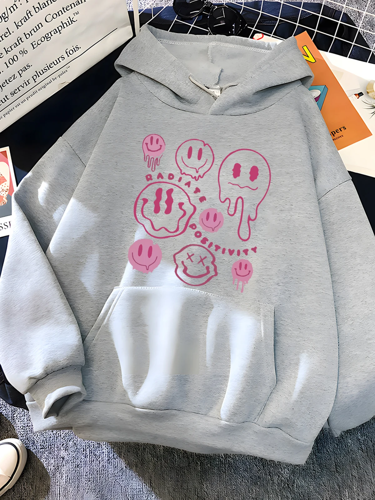 Hirsionsan Funny Graphic Print Hoodies Women Soft Loose Sportwear Female Sweatshirt Warm Fleece Ladies Clothes Polyester Y2k