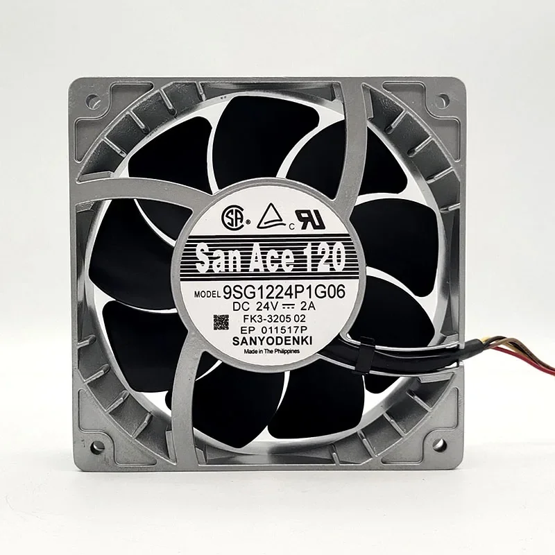 SANYO Denki 9SG1224P1G06 DC 24V 2.00A 120x120x38mm 4-Wire Server Cooling Fan