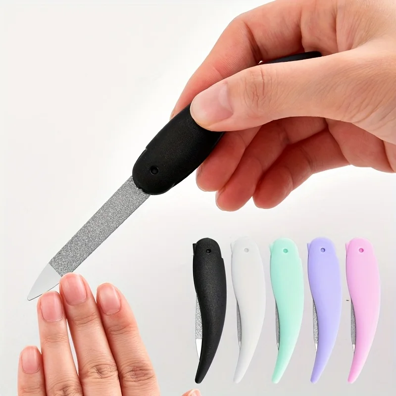 5 Pcs/Set Little Fish Folding Nail File Washed and Polished Manicure File Double Sided Frosted ABS Plastic Material Nail Art Too