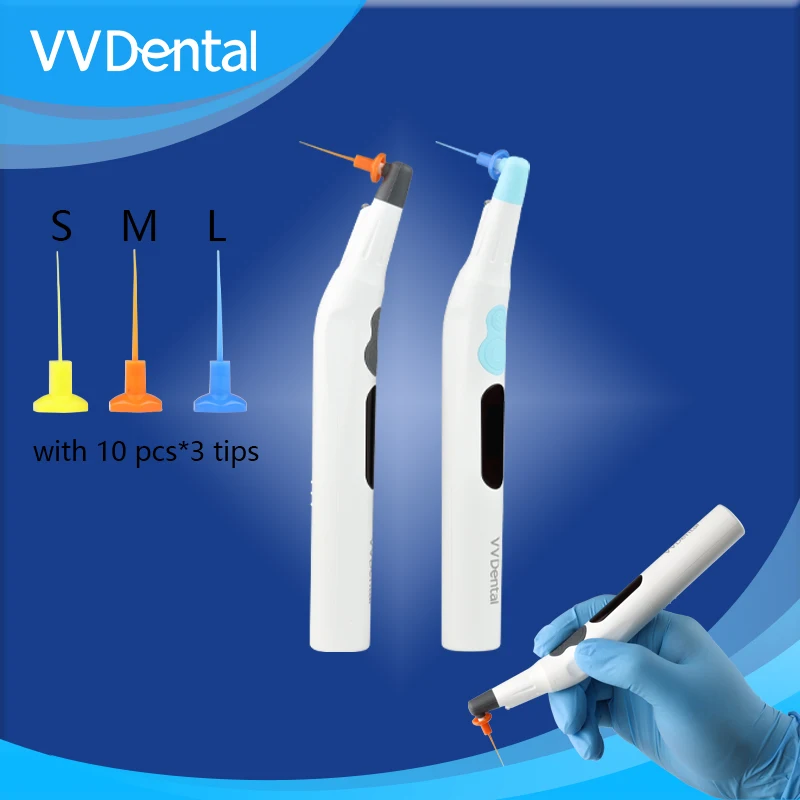 

RW-7 Endodontic Irrigator with 30 Plastic Tips in S/M/L Sizes, Root Canal Rinsing System for Deep Cleaning and Debris Removal