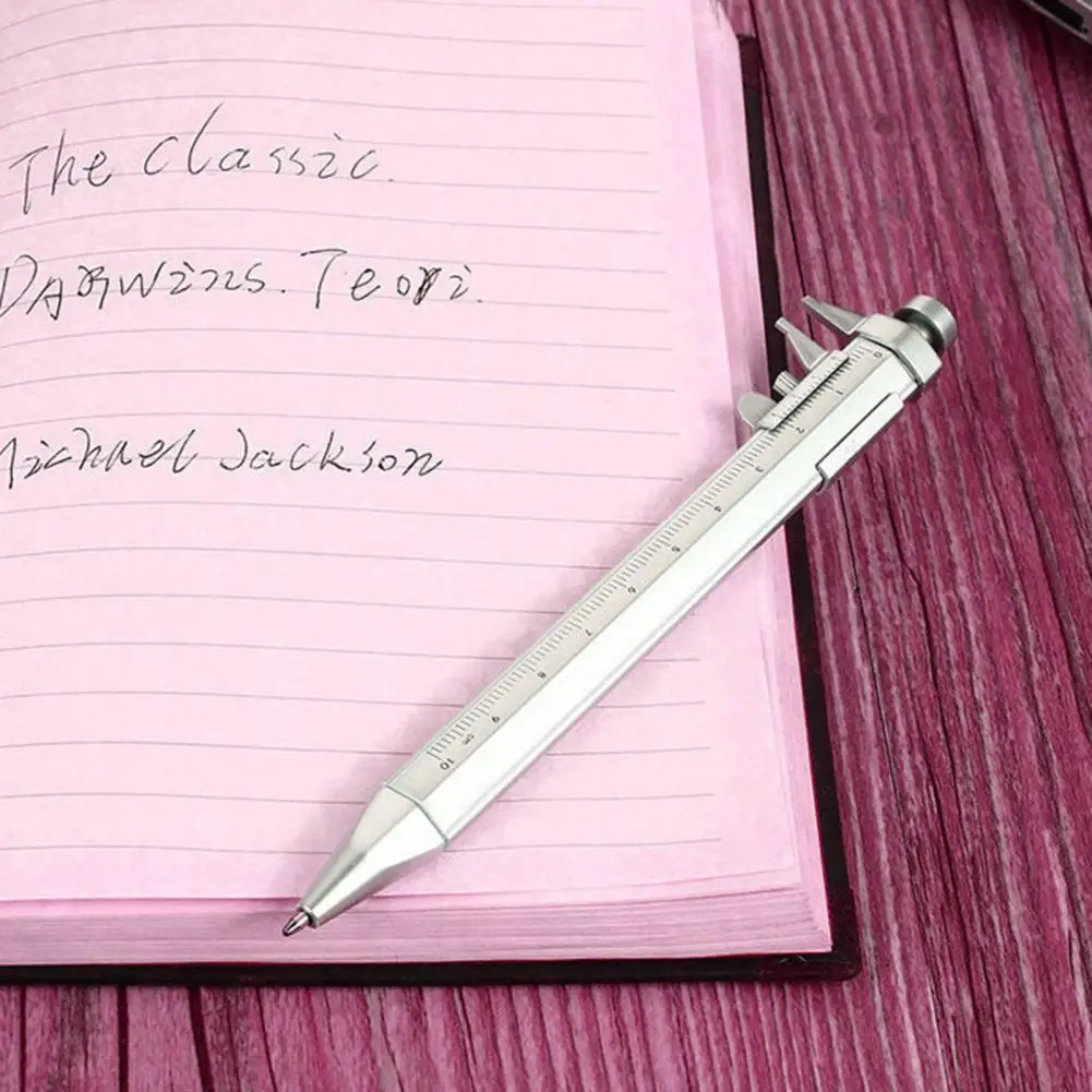 Precision Measuring Gel Pen Vernier Caliper Gel Pen Set Retractable Ballpoint Pens with Metric Ruler Shock-proof for Office