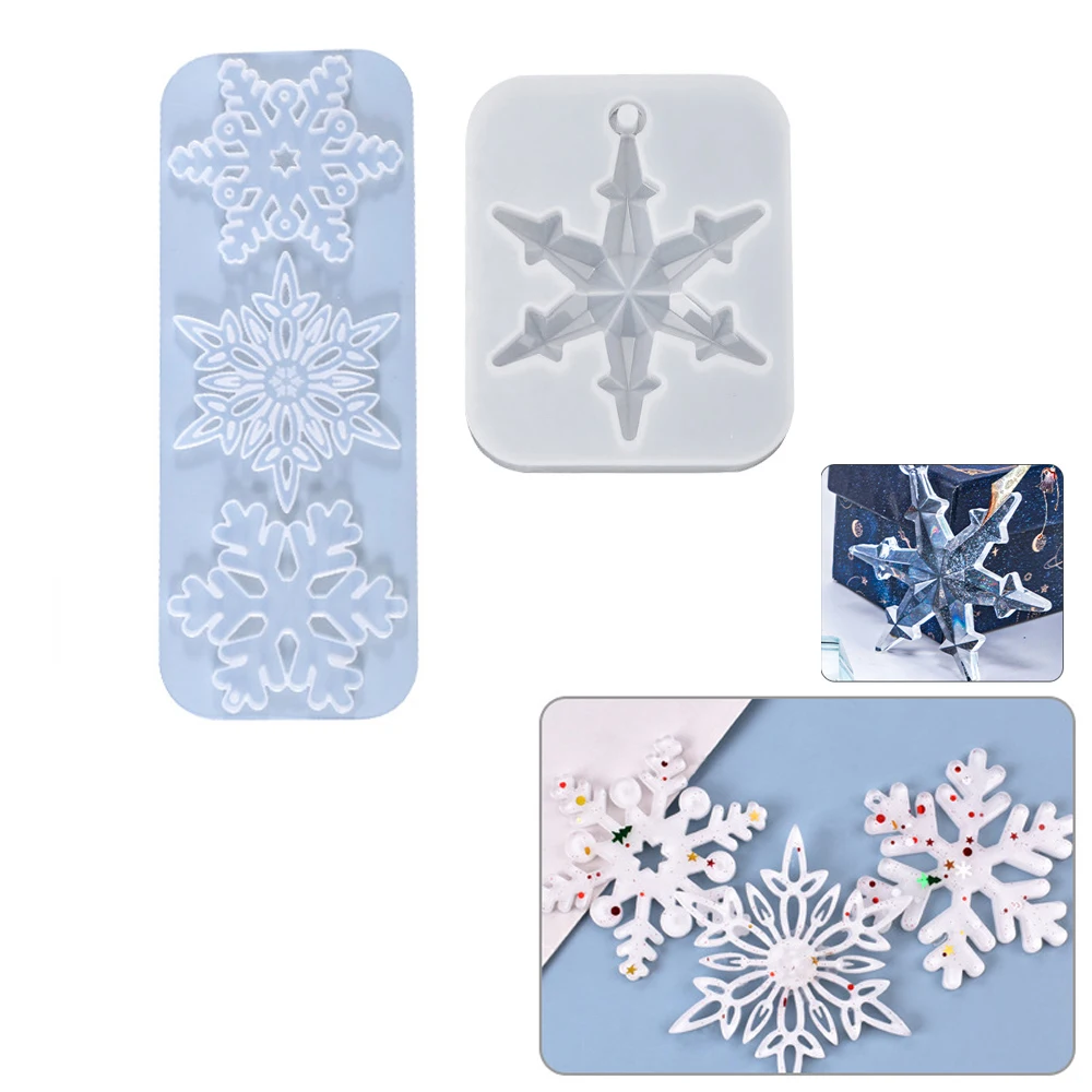 Christmas Hollow Snowflake Silicone Mold UV Epoxy Resin Casting DIY Jewelry Pendant Craft Supplies Decorative