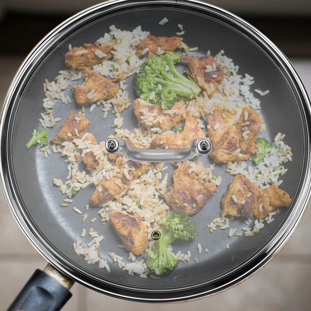 

Tempered Glass Pot Cover Stainless Steel Heat Resistant Kitchen Lid Clear Visible Cooking Pan Lid Universal Wok Cover