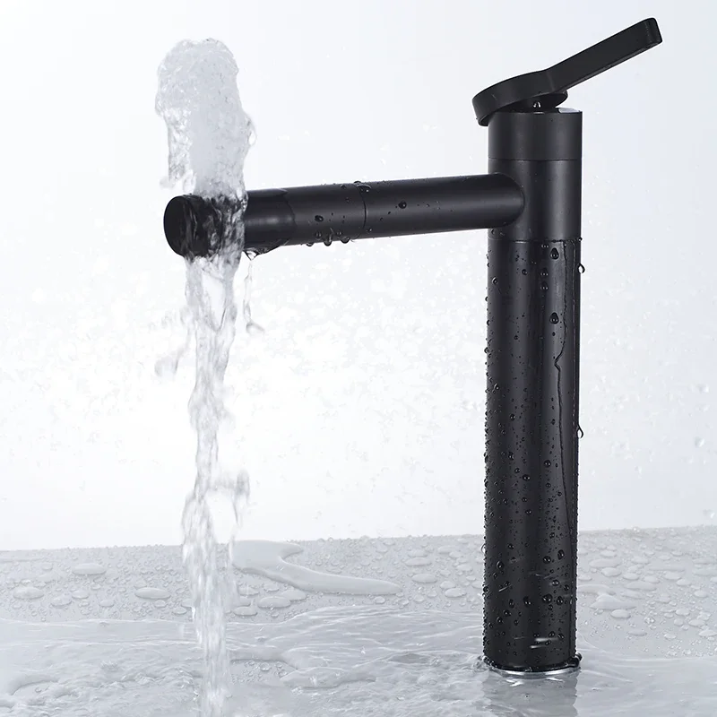 Vidric Matte Black 720 Degree Rotation Basin Faucet Single Handle Mixer Tap Bathroom Crane H/C Water Tap Mixer Torneira