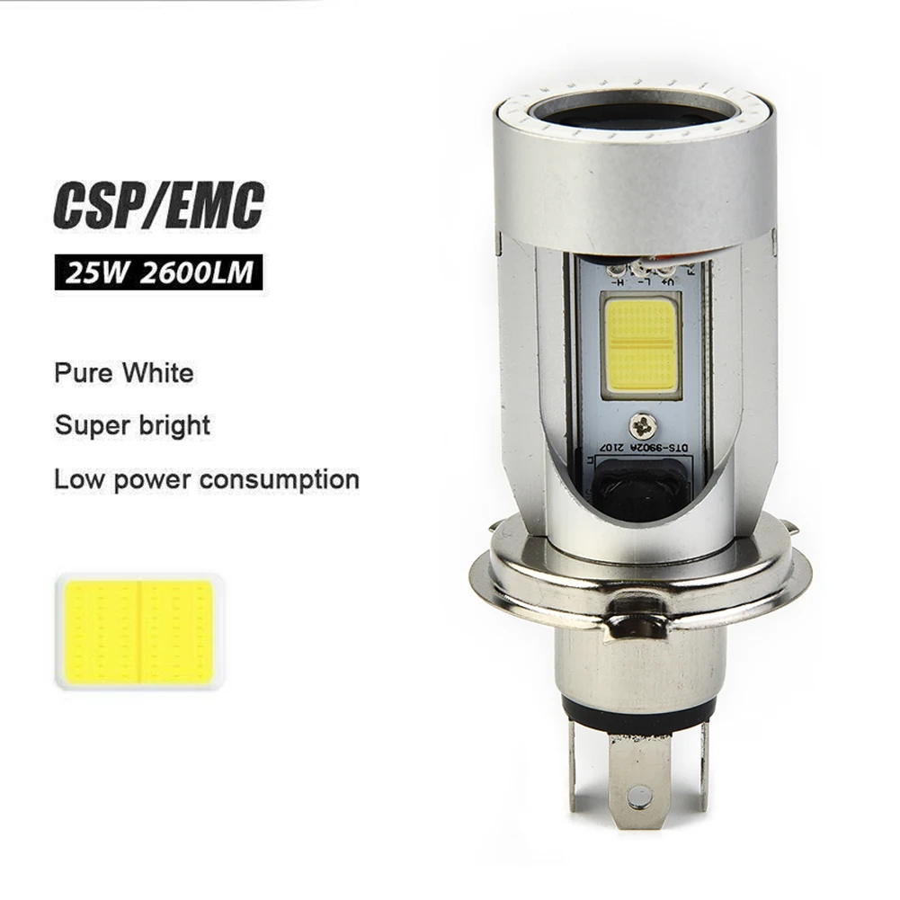 

Комплект светодиодных фар для мотоцикла DC 12V-80V 25W H4 HB2 9003 с функцией Hi/Lo, лампа с ангельскими глазками, автомобильные лампы для фар 6000K