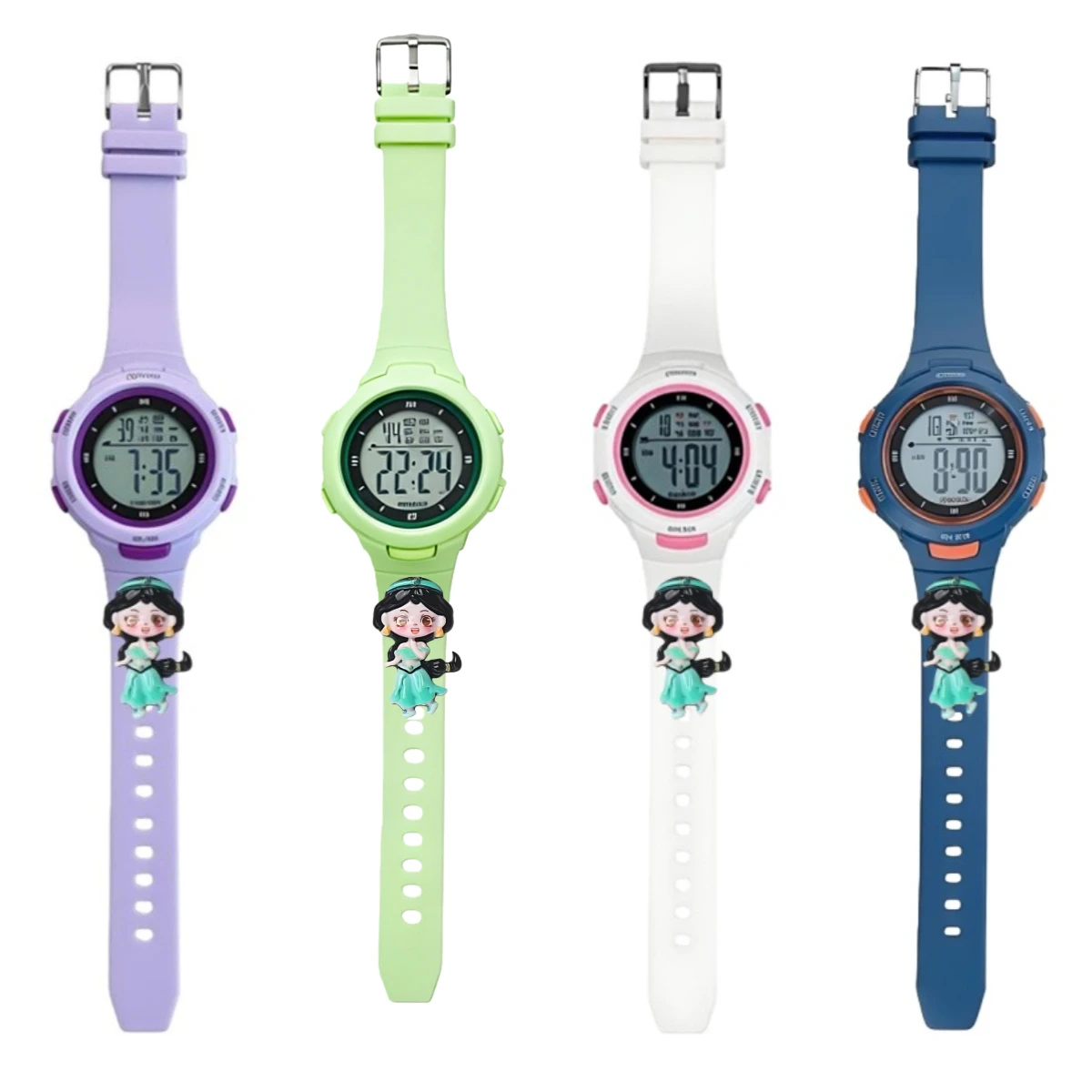 

Детские часы принцессы Жасмин, модные светящиеся водонепроницаемые часы-будильник, умные часы для девочек, студенческие электронные наручные часы, новый подарок