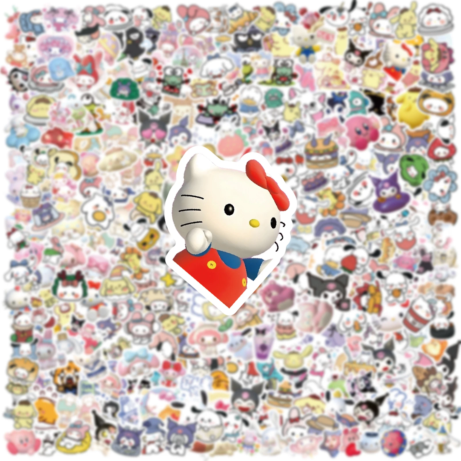 100/200/300Pcs Kawaii Sanrio Kuromi Melody Hello Kitty Stickers Laptop Mobile Phone Luggage Waterproof Cartoon Sticker Decals