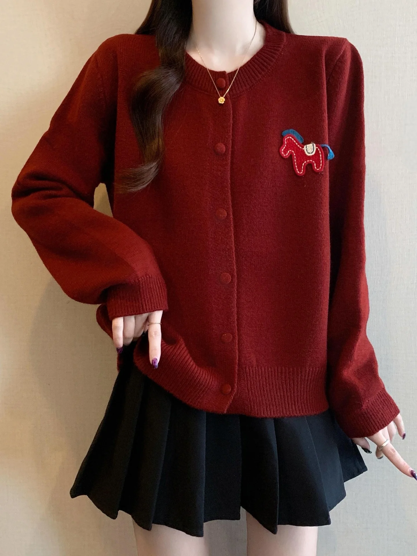 

Red Knitted Sweater Coat Women's Autumn Winter plus Size Lazy Sle 2026 Year Faion Casual Comfortable Warm Top