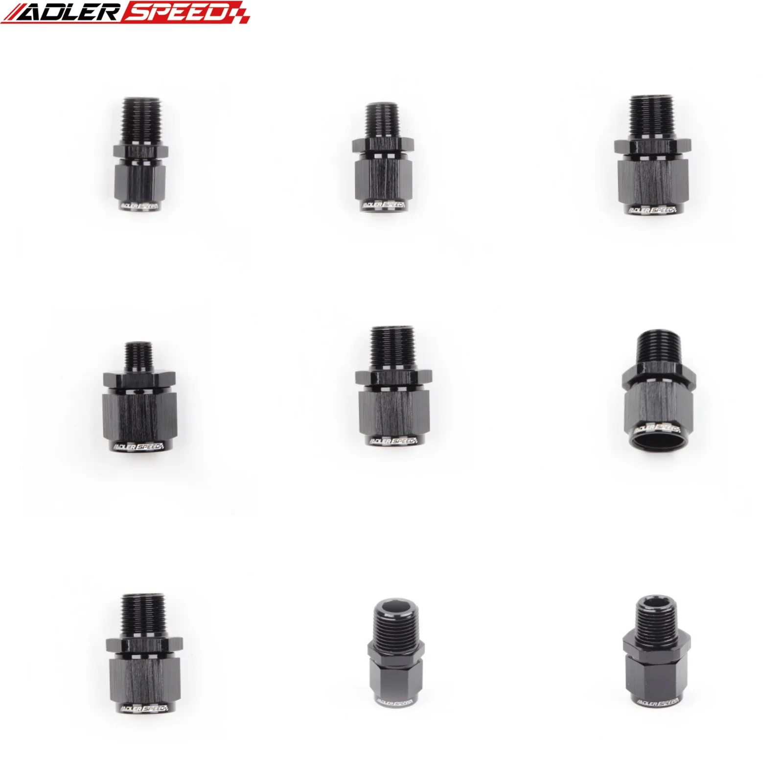 4AN 6AN 8AN AN10 AN12 Female Flare Swivel to 1/4 NPT 1/2NPT 1/8 NPT 3/8NPT Male Adapter Fitting Union Straight Aluminum