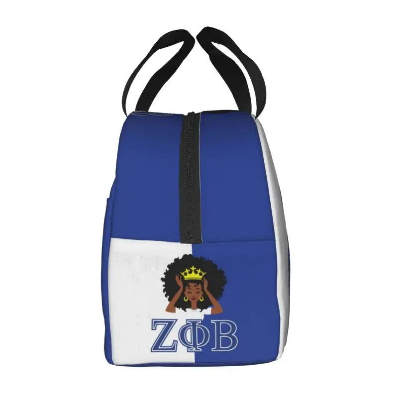 Custom Zeta Phi Beta Sorority Insulated Lunch Bag for Travel ZOB Greek Letter 1920 Waterproof Cooler Thermal Lunch Box Children