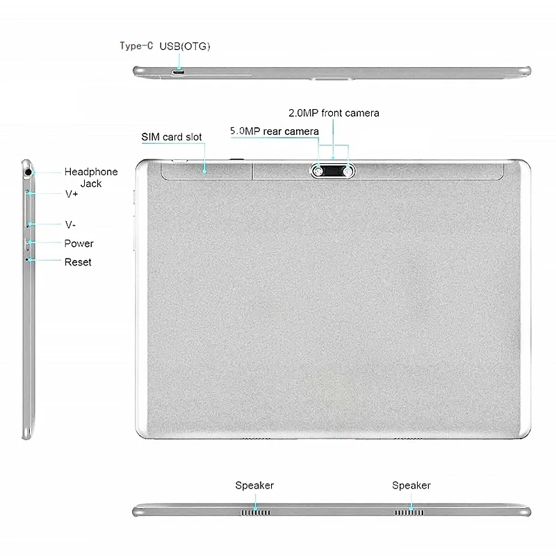 Tablet ponsel Android 10.1 9.0 inci, RAM 3GB ROM 32GB IQ1017 panggilan telepon, PC MTK9863 Octa Core kamera ganda, Tipe C WIFI USB 5000mAh baterai